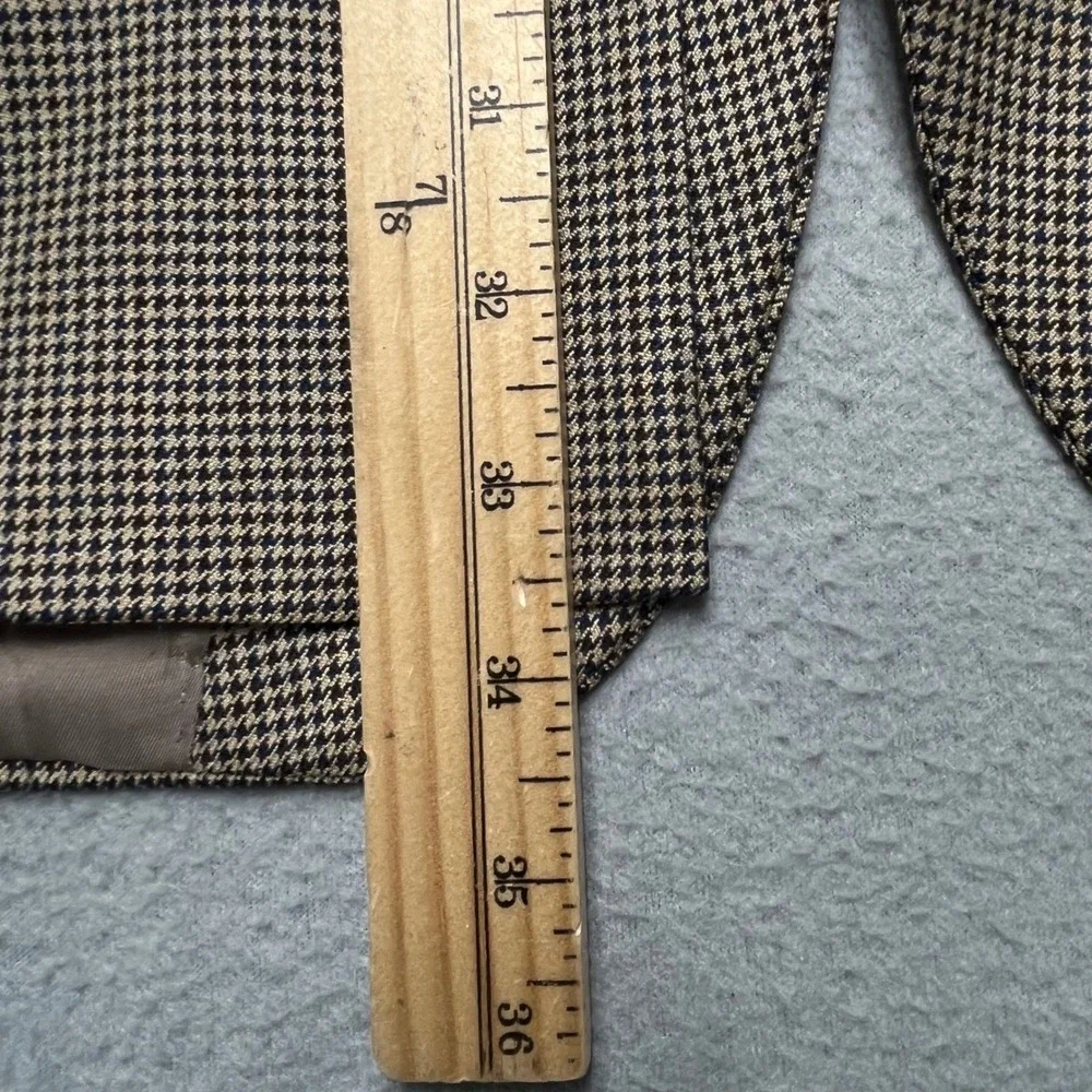 Hart Schaffner Marx Men Brown Navy Houndstooth Blazer Sport Coat Made in USA 42R